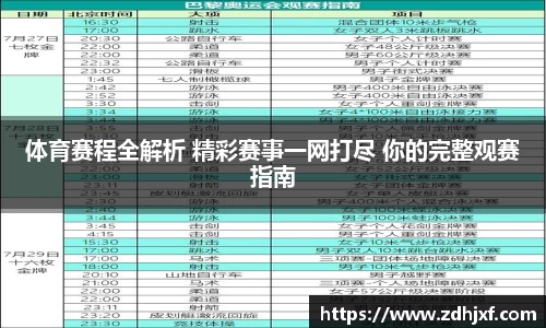 体育赛程全解析 精彩赛事一网打尽 你的完整观赛指南